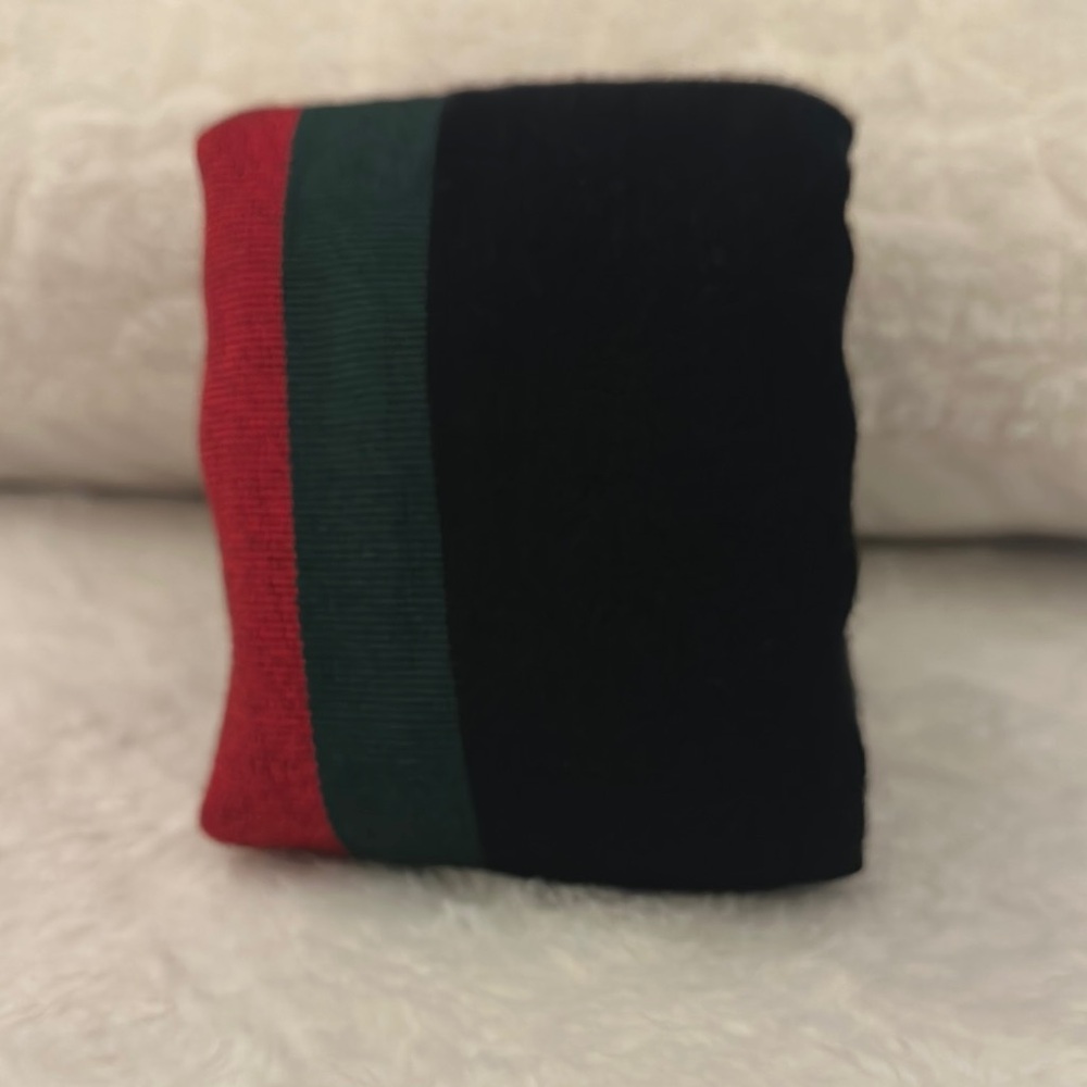 Gucci Black Scarf with Red and Green Stripes - Picture 4 of 4